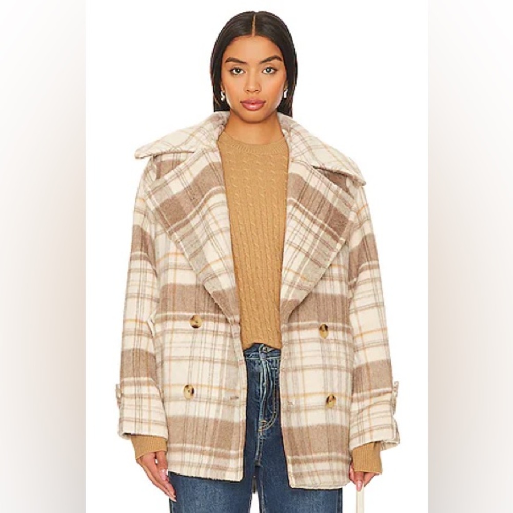 *New* Free People Highlands Wool Plaid Peacoat, Size XL